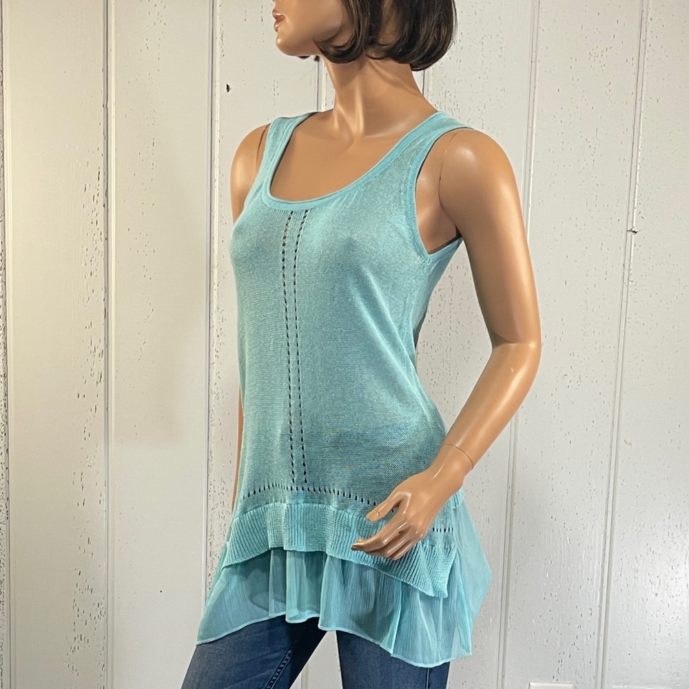 *August Moon Women's Light Blue Knit Tank Top Sz S